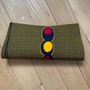 Blue, Red, and Yellow Geometric African Print Clutch Purse
